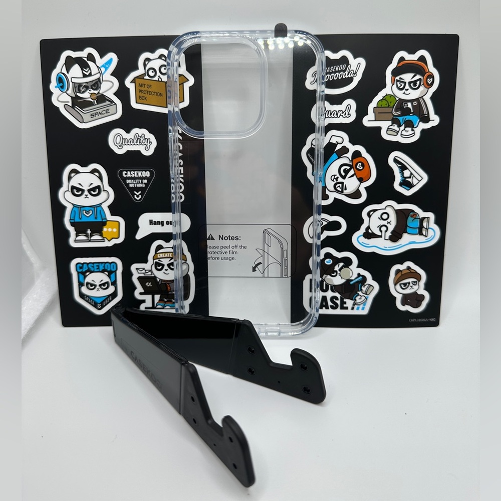 iPhone 14 Pro Case - clear case w stickers and stand